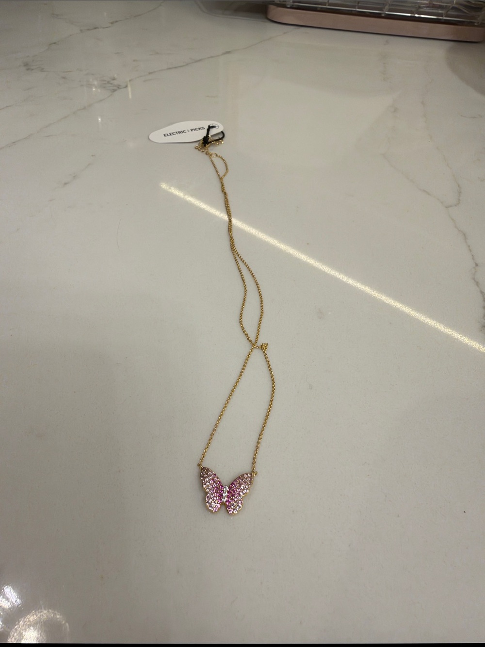 Electric Picks Josephina Cubic Zirconia Butterfly Pendant Necklace Butterfly